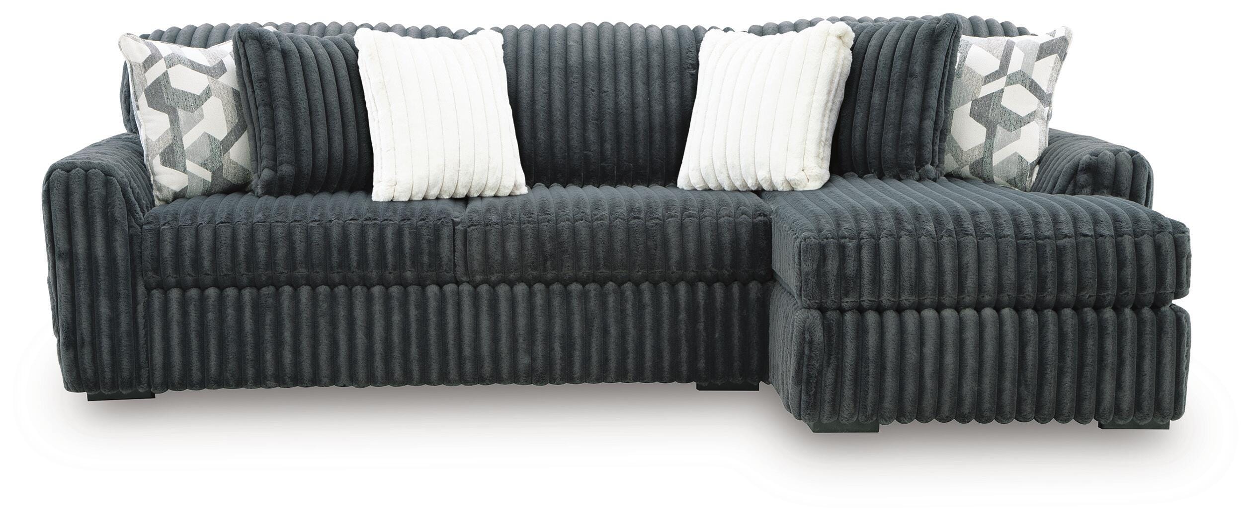 Midnight-Madness 2-Piece Sectional Sofa Chaise in Gunmetal
