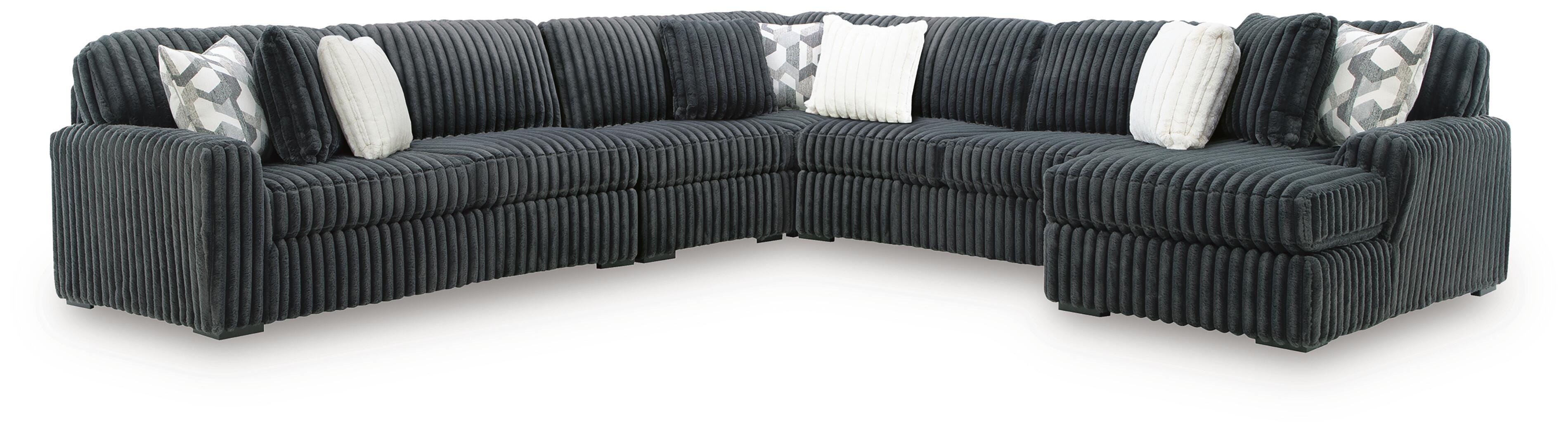 Midnight-Madness 5-Piece RAF Chaise Sectional in Gunmetal