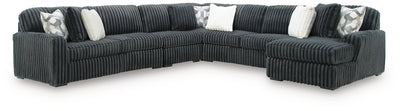 Midnight-Madness 5-Piece RAF Chaise Sectional in Gunmetal