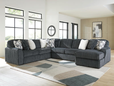 Midnight-Madness 4-Piece RAF Chaise Sectional in Gunmetal