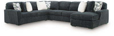 Midnight-Madness 4-Piece RAF Chaise Sectional in Gunmetal