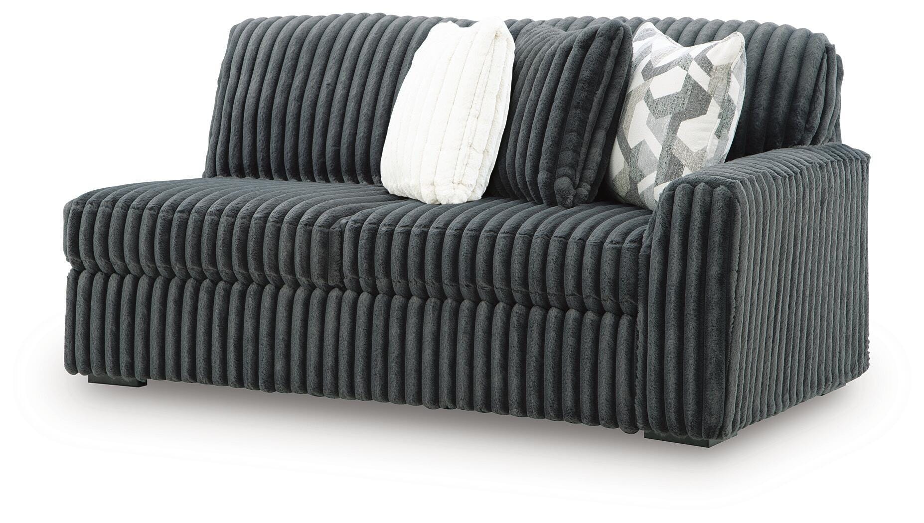 Midnight-Madness 2-Piece Sectional RAF Sofa Chaise in Gunmetal