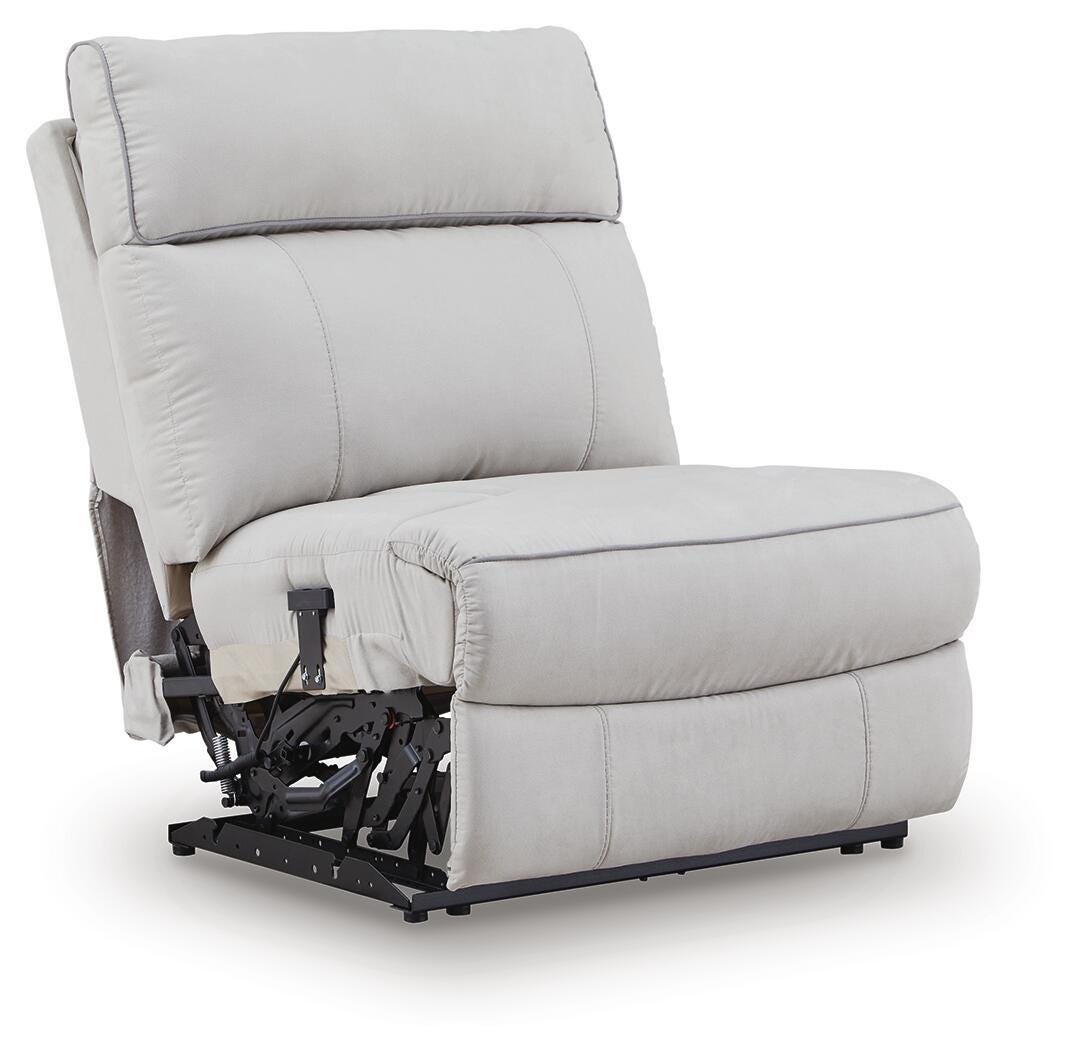 Social Pointe 6-Piece Reclining Sectional with Storage Console in Pearl/Ash Chenille