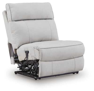 Social Pointe 6-Piece Reclining Sectional with Storage Console in Pearl/Ash Chenille