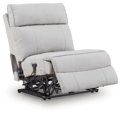 Social Pointe 7-Piece Reclining Sectional with Storage Consoles in Pearl/Ash Chenille