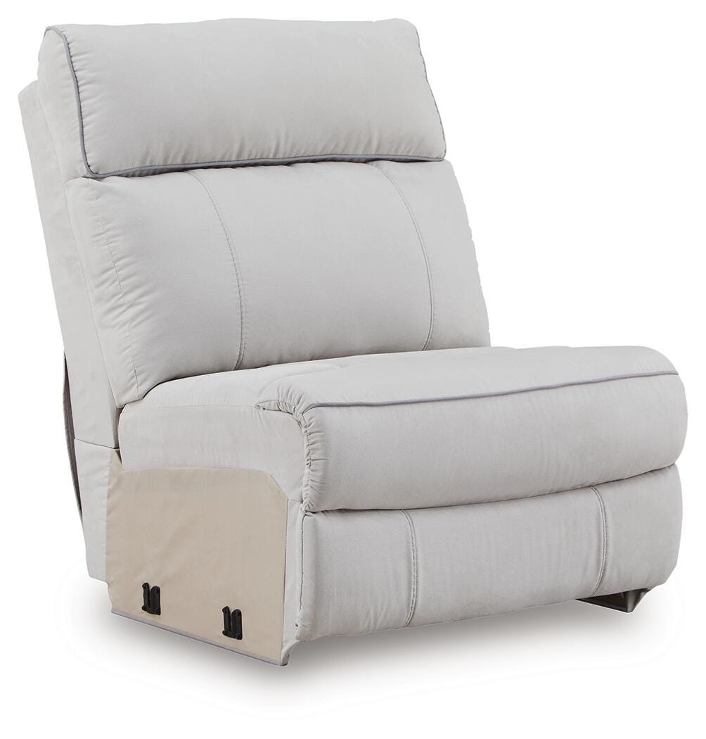 Social Pointe 6-Piece Reclining Sectional with Storage Console in Pearl/Ash Chenille