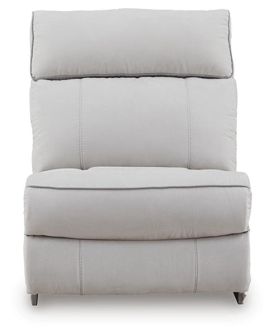 Social Pointe 6-Piece Reclining Sectional with Storage Console in Pearl/Ash Chenille