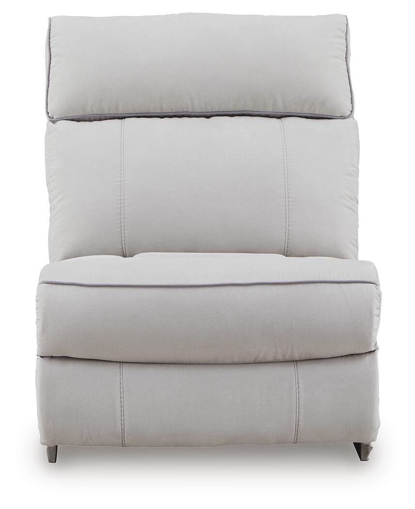 Social Pointe 6-Piece Reclining Sectional with Storage Console in Pearl/Ash Chenille