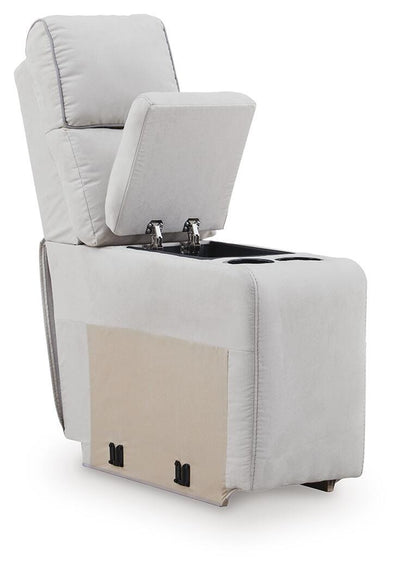 Social Pointe 6-Piece Reclining Sectional with Storage Console in Pearl/Ash Chenille