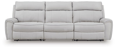 Social Pointe 3-Piece Power Reclining Sectional Sofa in Pearl/Ash Chenille