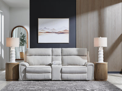 Social Pointe 3-Piece Power Reclining Sectional in Pearl/Ash Chenille