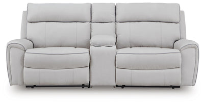 Social Pointe 3-Piece Power Reclining Sectional in Pearl/Ash Chenille