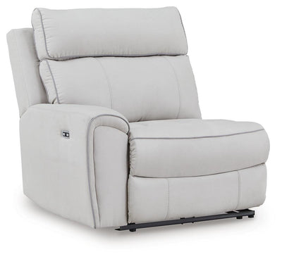 Social Pointe 6-Piece Reclining Sectional with Storage Console in Pearl/Ash Chenille