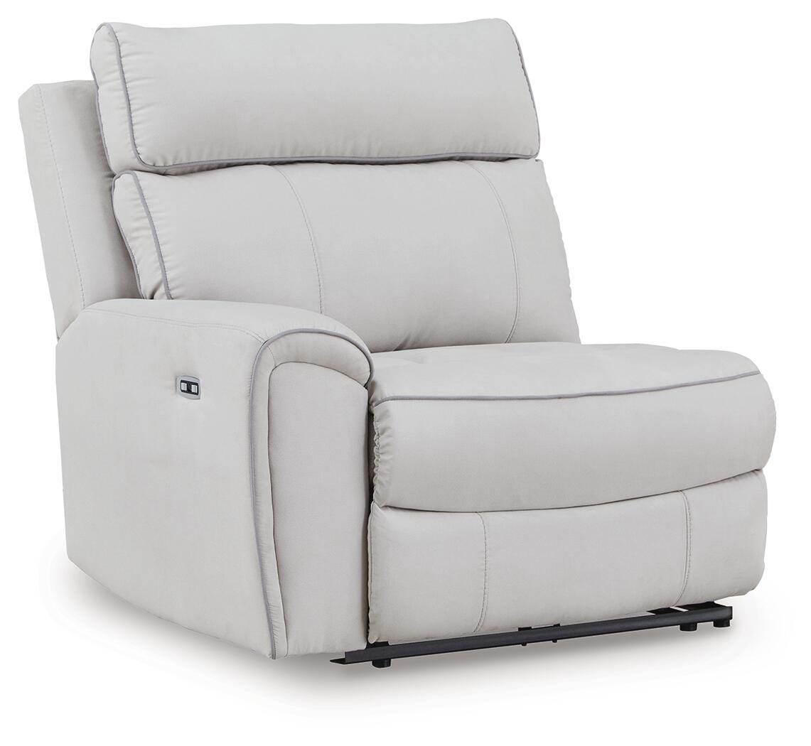 Social Pointe 5-Piece Reclining Sectional with Storage Consoles in Pearl/Ash Chenille
