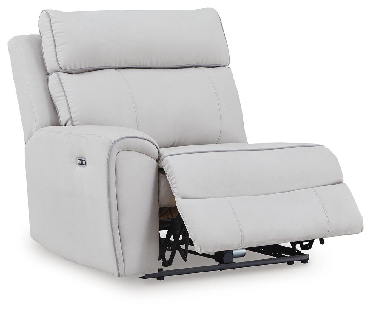 Social Pointe 6-Piece Reclining Sectional with Storage Console in Pearl/Ash Chenille
