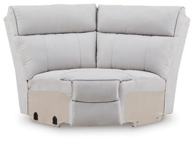 Social Pointe 7-Piece Reclining Sectional with Storage Consoles in Pearl/Ash Chenille