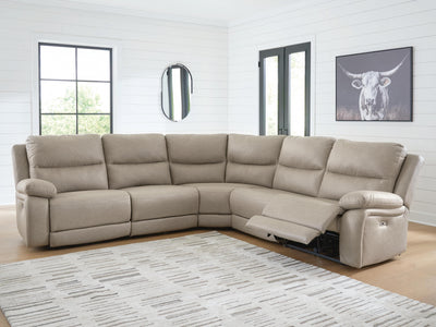 Narwhal Place 5-Piece Power Reclining Sectional in Pebble Faux Leather
