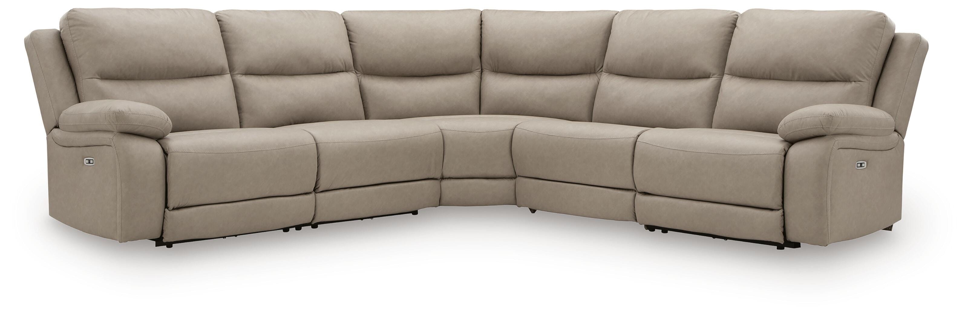 Narwhal Place 5-Piece Power Reclining Sectional in Pebble Faux Leather