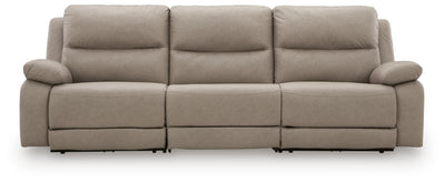 Narwhal Place 3-Piece Power Reclining Sectional Sofa in Pebble Faux Leather