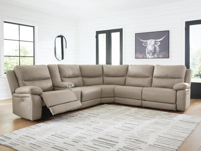Narwhal Place 6-Piece Power Reclining Sectional in Pebble Faux Leather