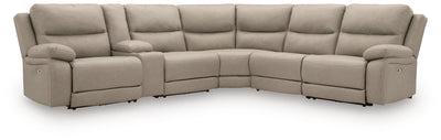 Narwhal Place 6-Piece Reclining Sectional with Storage Console in Pebble Faux Leather