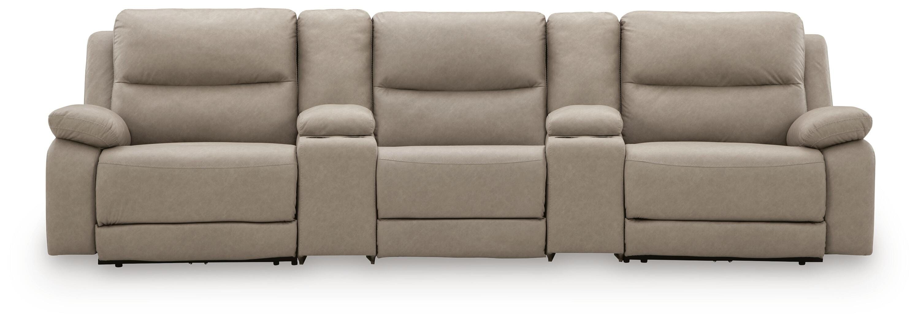 Narwhal Place 5-Piece Power Reclining Sectional Sofa in Pebble Faux Leather
