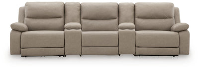 Narwhal Place 5-Piece Power Reclining Sectional Sofa in Pebble Faux Leather