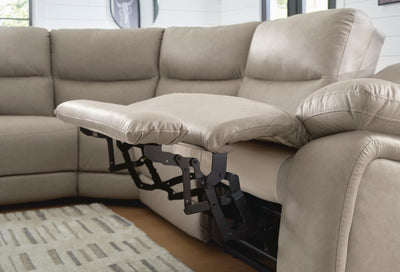 Narwhal Place 6-Piece Reclining Sectional with Storage Console in Pebble Faux Leather