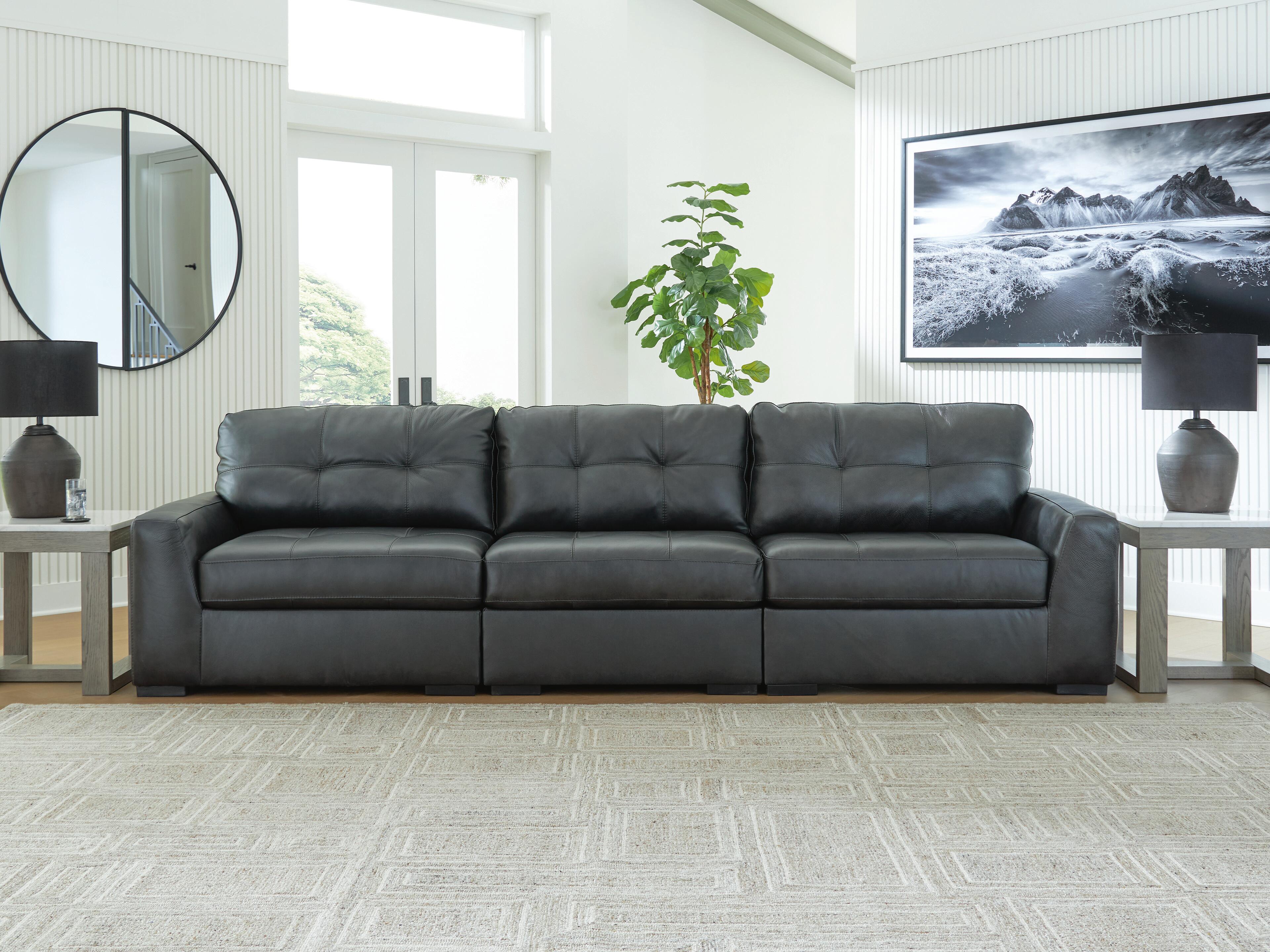 Brindley Pier 3-Piece Sectional Sofa in Fog Leather