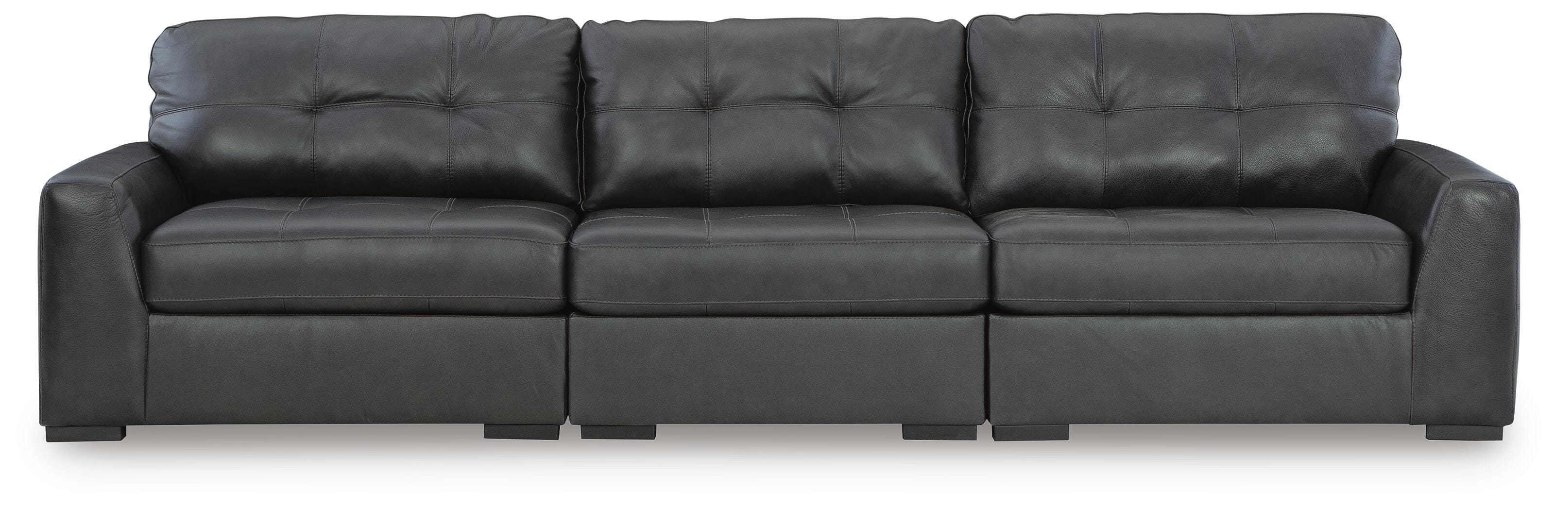 Brindley Pier 3-Piece Sectional Sofa in Fog Leather