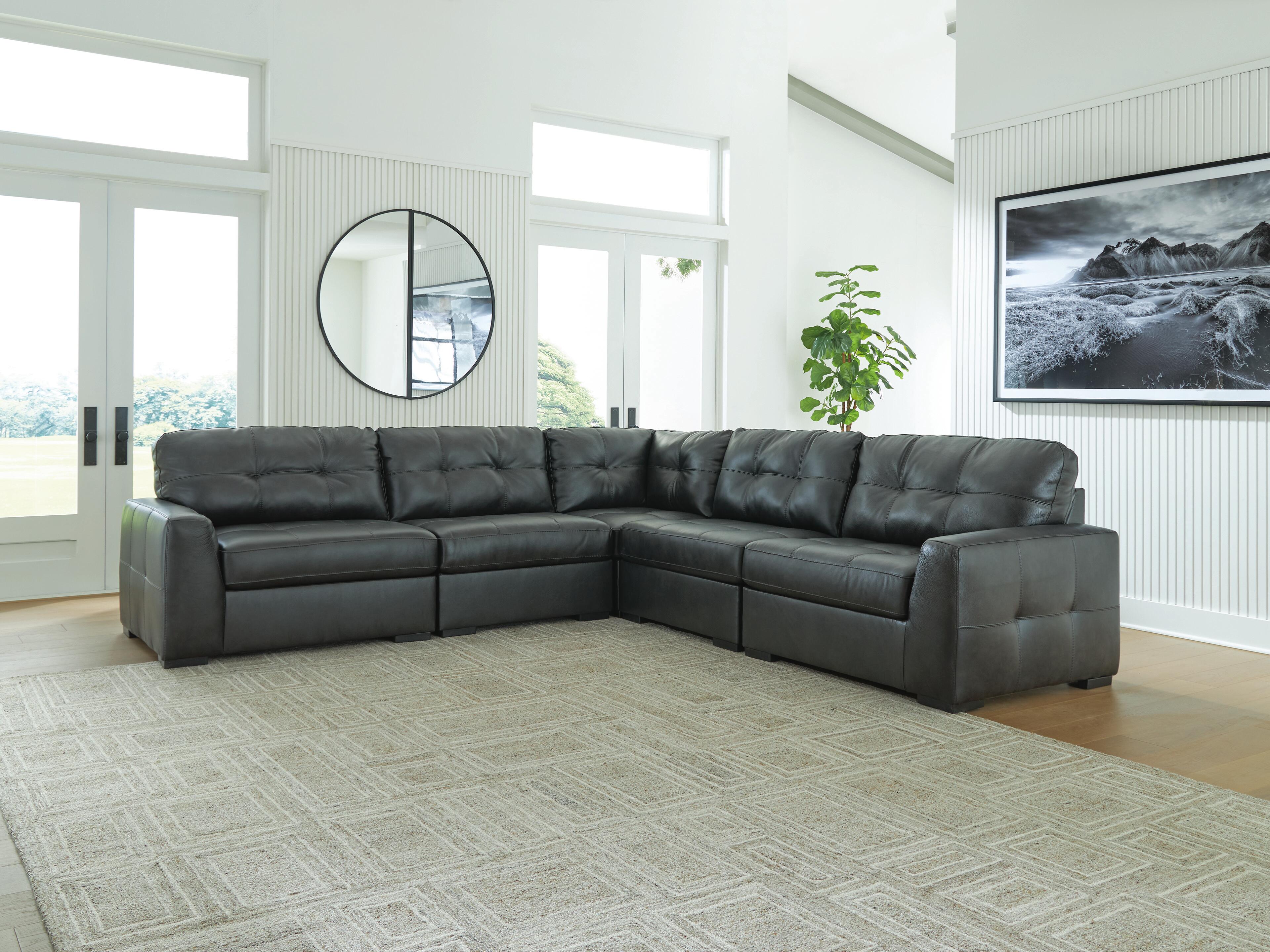 Brindley Pier 5-Piece Sectional in Fog Leather