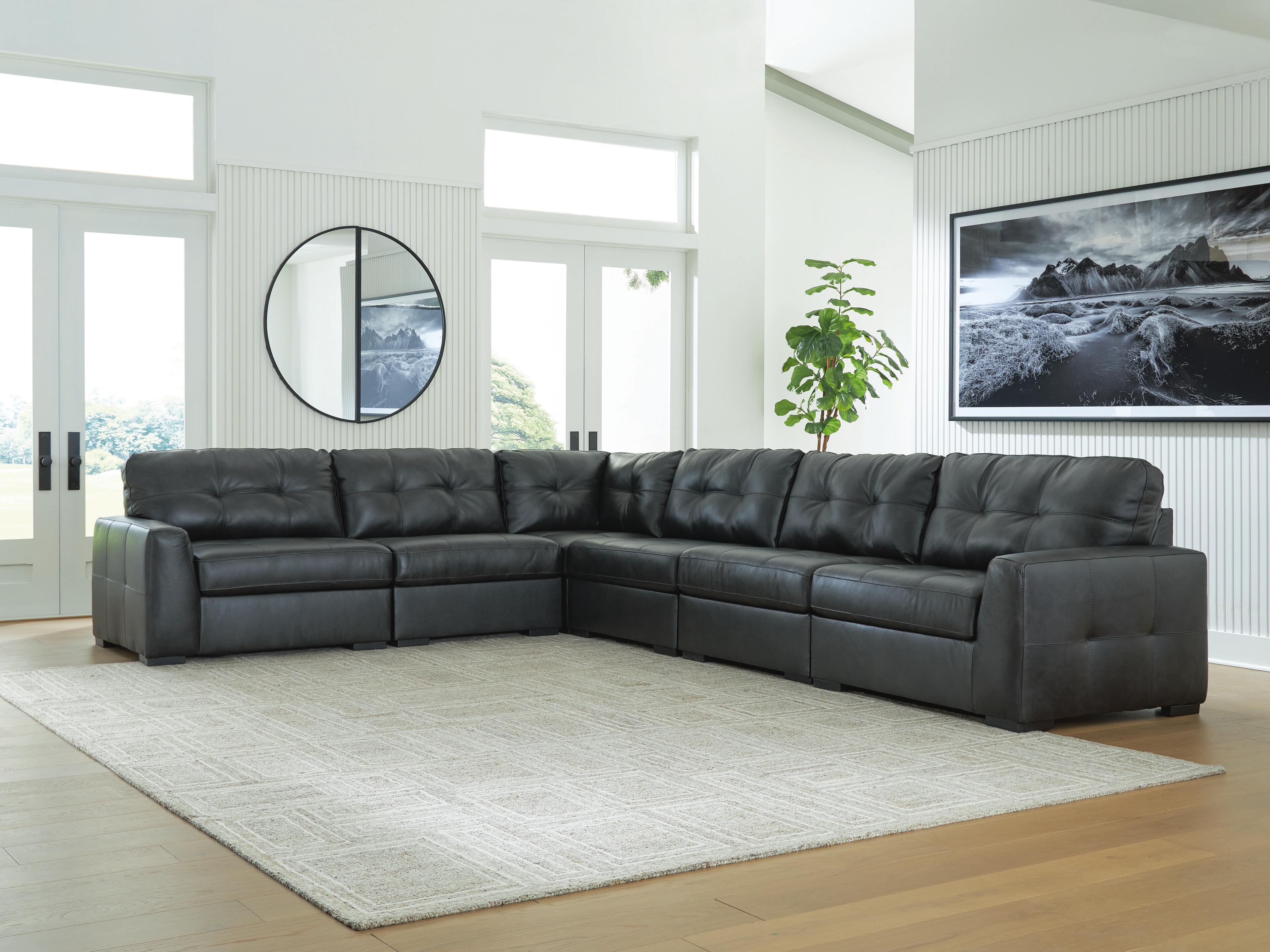 Brindley Pier 6-Piece Sectional in Fog Leather