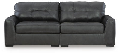 Brindley Pier 2-Piece Sectional Loveseat in Fog Leather