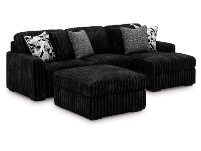 Midnight-Madness 2-Piece Sectional and Oversized Accent Ottoman in Onyx