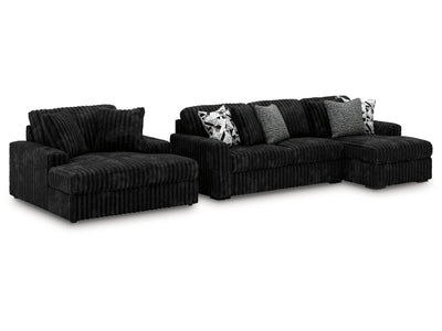 Midnight-Madness 2-Piece Sectional and Oversized Chaise in Onyx