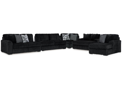 Midnight-Madness 4-Piece Sectional and Oversized Chaise in Onyx