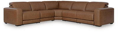 Magic Man 5-Piece Power Reclining Sectional in Caramel