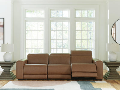 Magic Man 3-Piece Power Reclining Sectional Sofa in Caramel