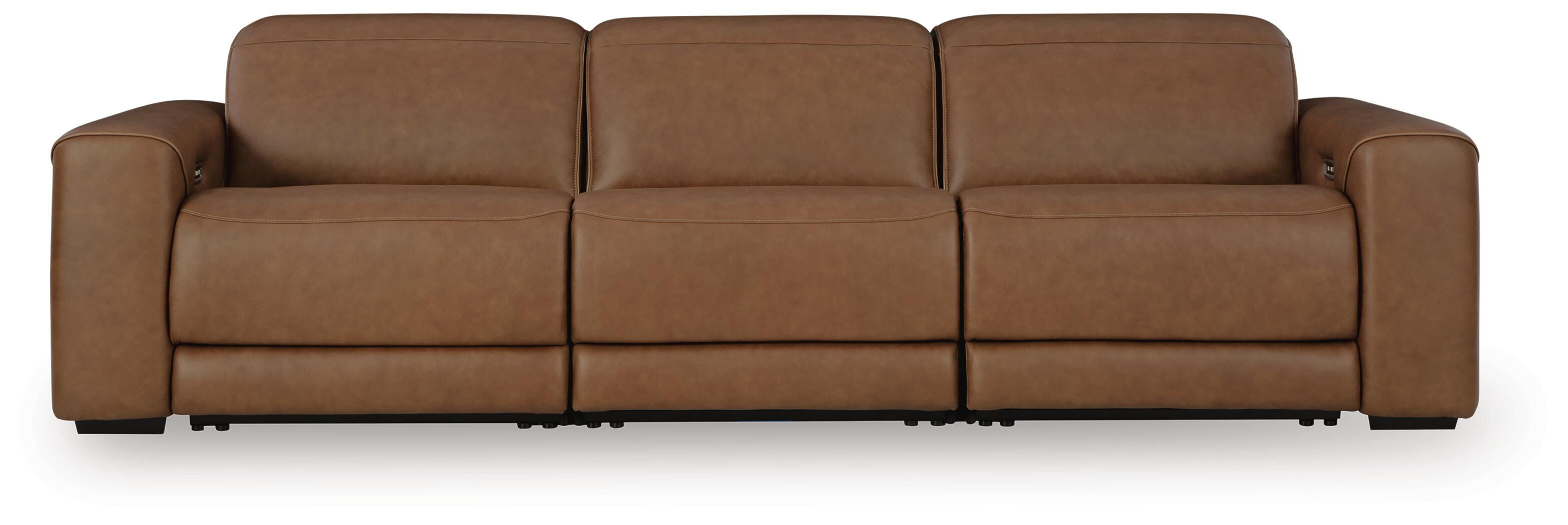 Magic Man 3-Piece Power Reclining Sectional Sofa in Caramel