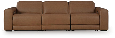 Magic Man 3-Piece Power Reclining Sectional Sofa in Caramel