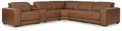 Magic Man 6-Piece Power Reclining Sectional with Console in Caramel
