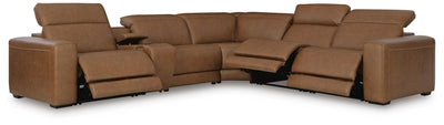 Magic Man 6-Piece Power Reclining Sectional with Console in Caramel