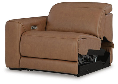 Magic Man 2-Piece Power Reclining Sectional Loveseat with Console in Caramel Leather