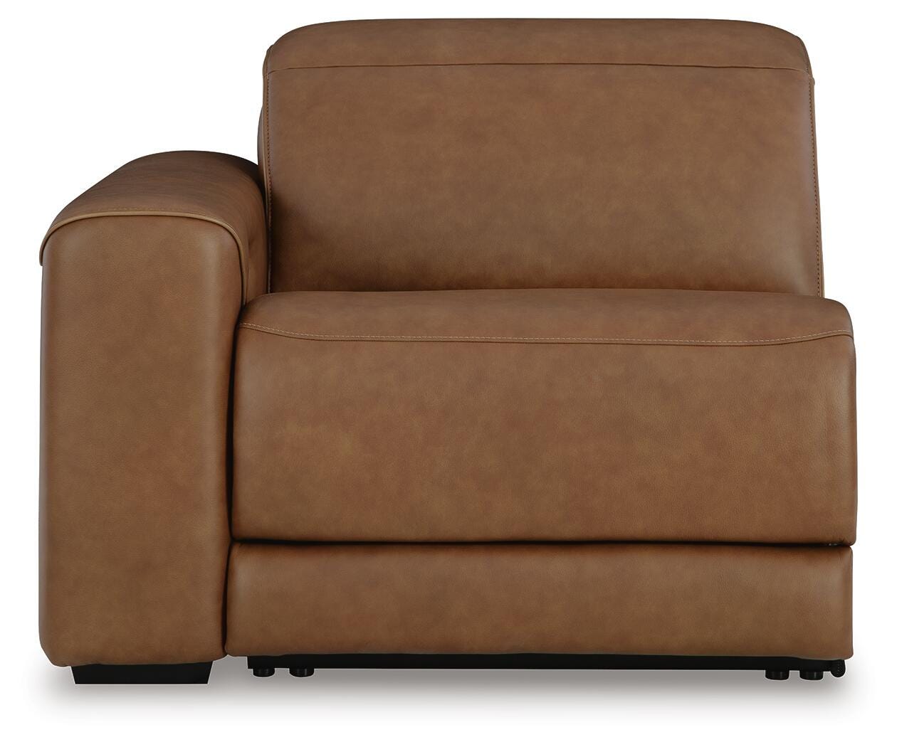 Magic Man 2-Piece Power Reclining Sectional Loveseat with Console in Caramel Leather
