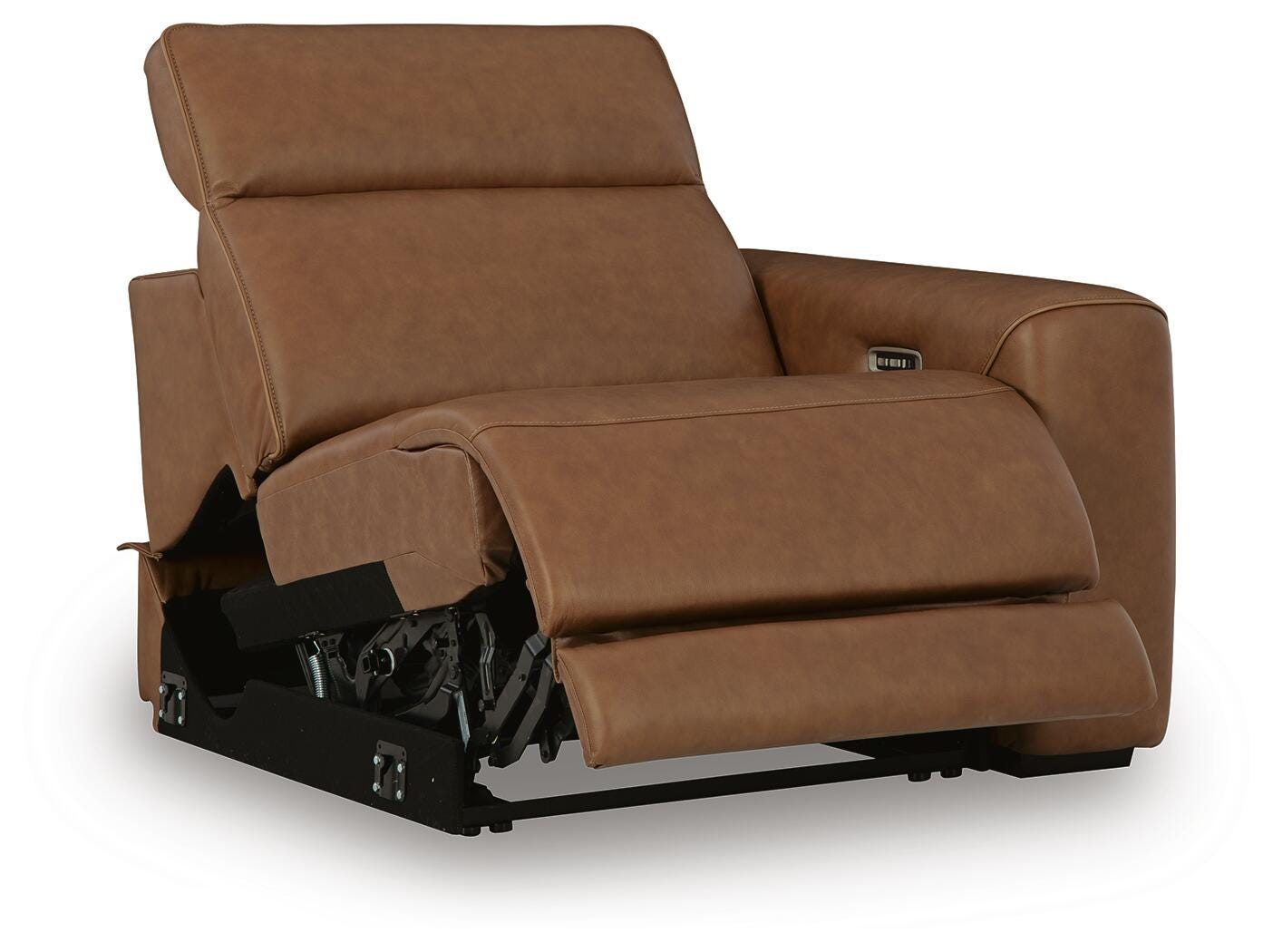 Magic Man 2-Piece Power Reclining Sectional Loveseat in Caramel Leather