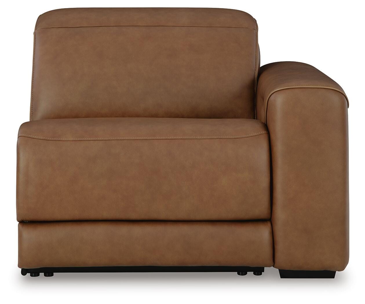 Magic Man 2-Piece Power Reclining Sectional Loveseat with Console in Caramel Leather