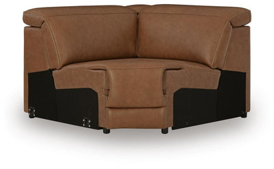 Magic Man 5-Piece Power Reclining Sectional w/ Console in Caramel