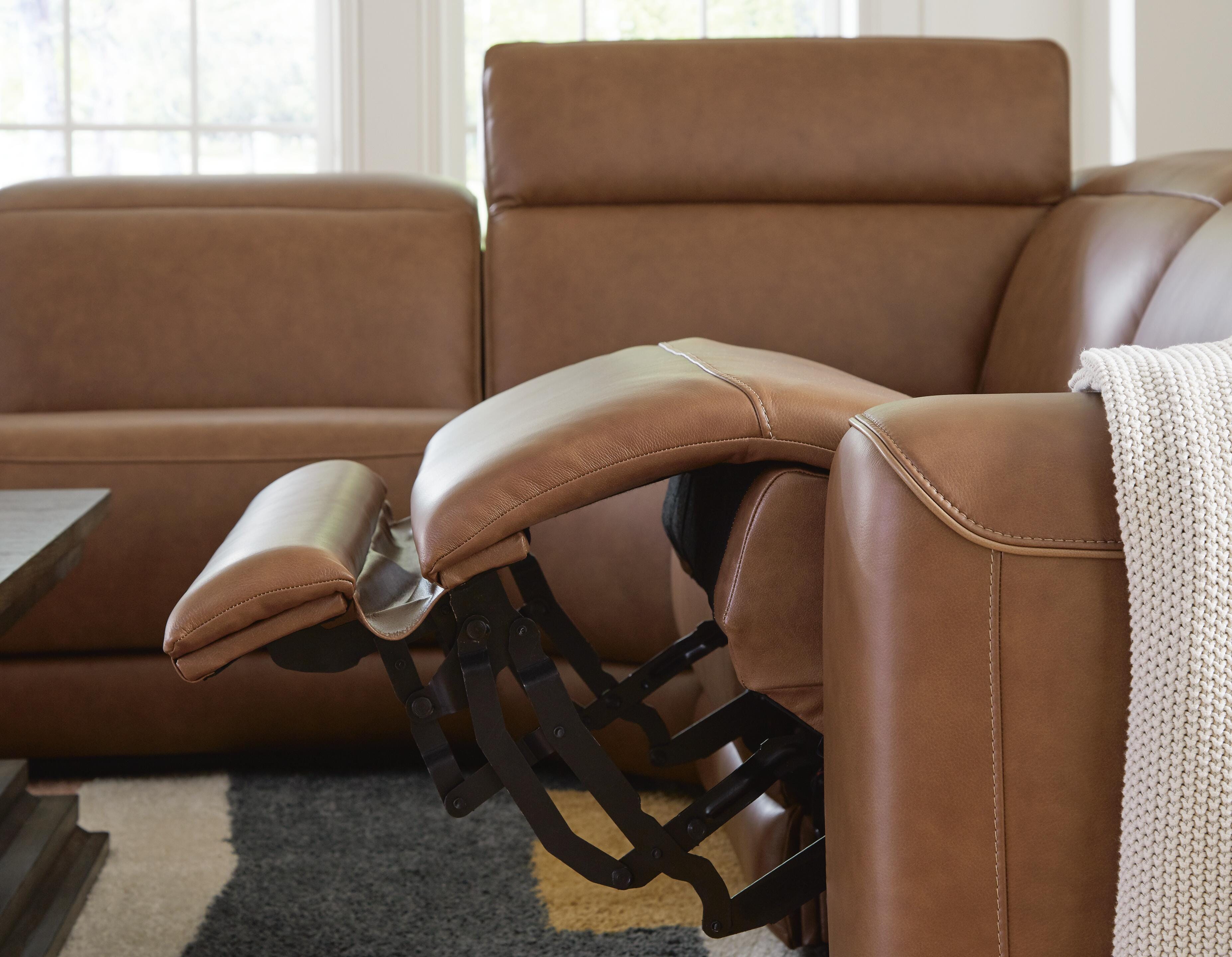 Magic Man 5-Piece Power Reclining Sectional w/ Console in Caramel