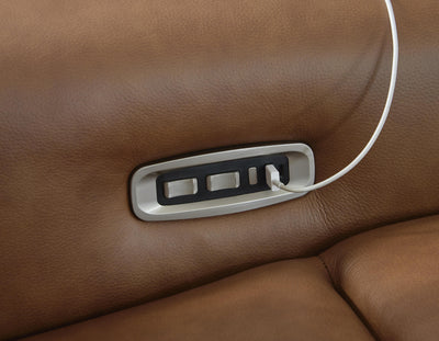 Magic Man 4-Piece Power Reclining Sectional in Caramel