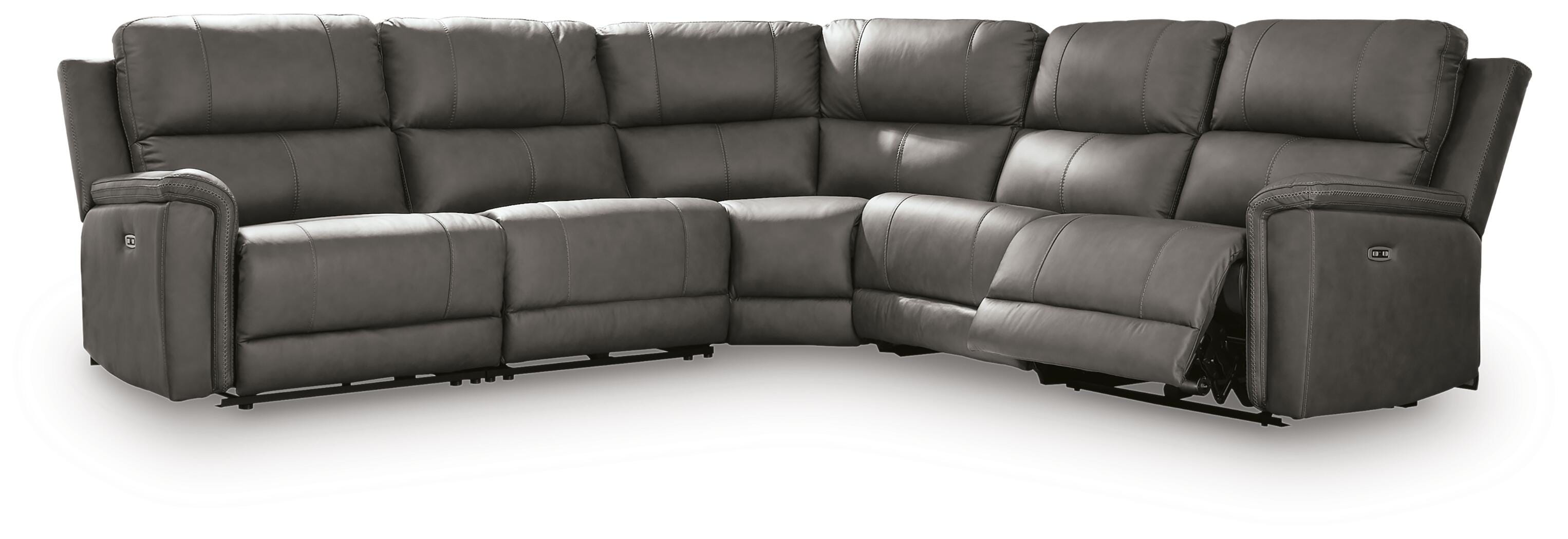 Bleckley 5-Piece Power Reclining Sectional in Anchor Leather
